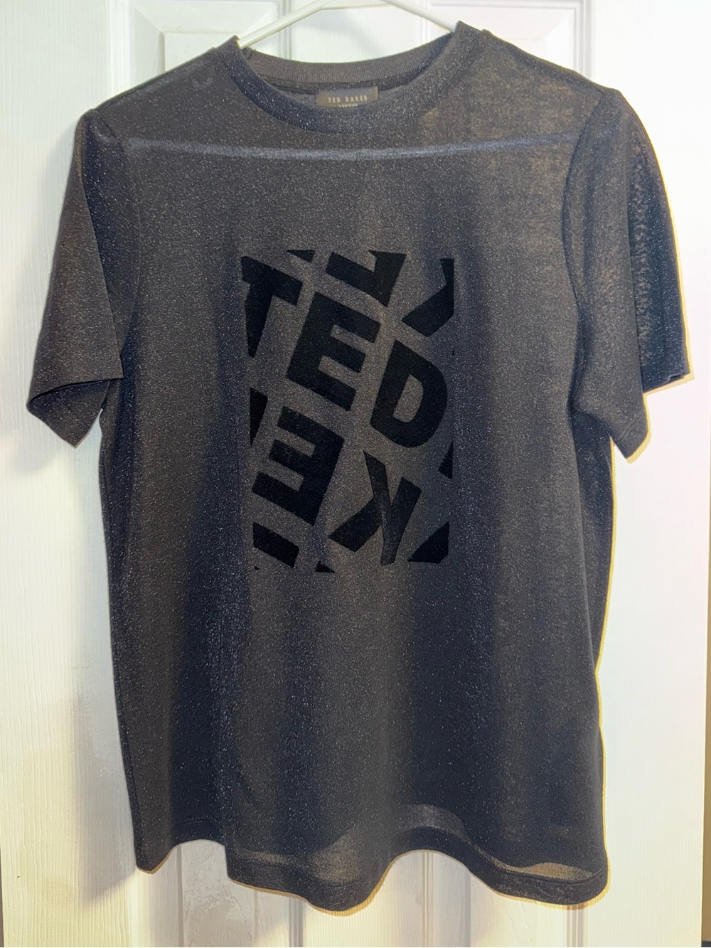 Ted Baker Black Shimmer Logo Short Sleeve Tee
